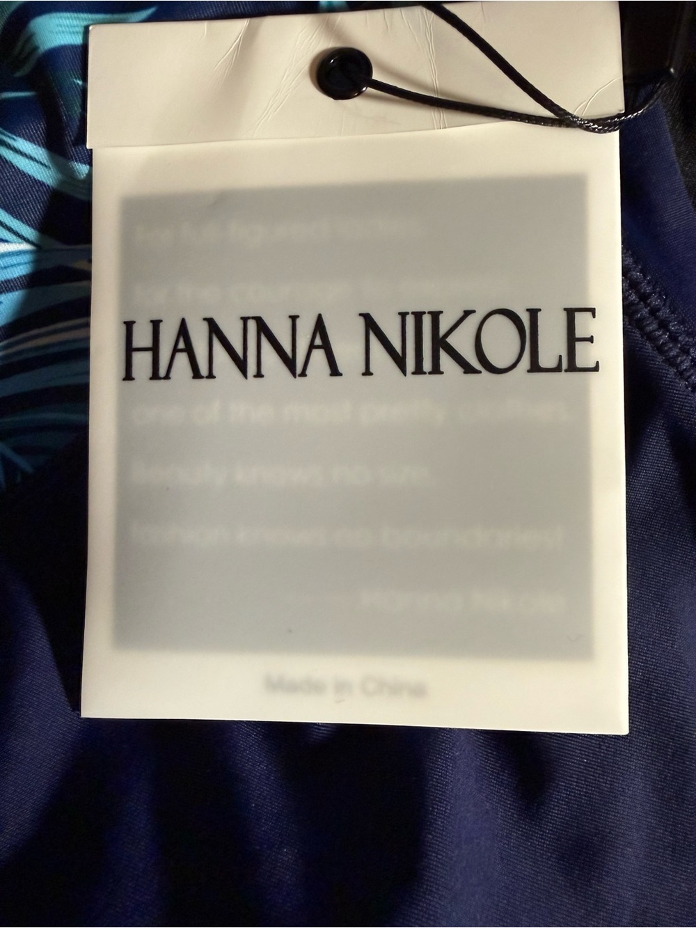 NWT Hanna Nikole Two Piece Womens Swim Set Shirt & Shorts Tropical Navy Blue 22W - Picture 4 of 6